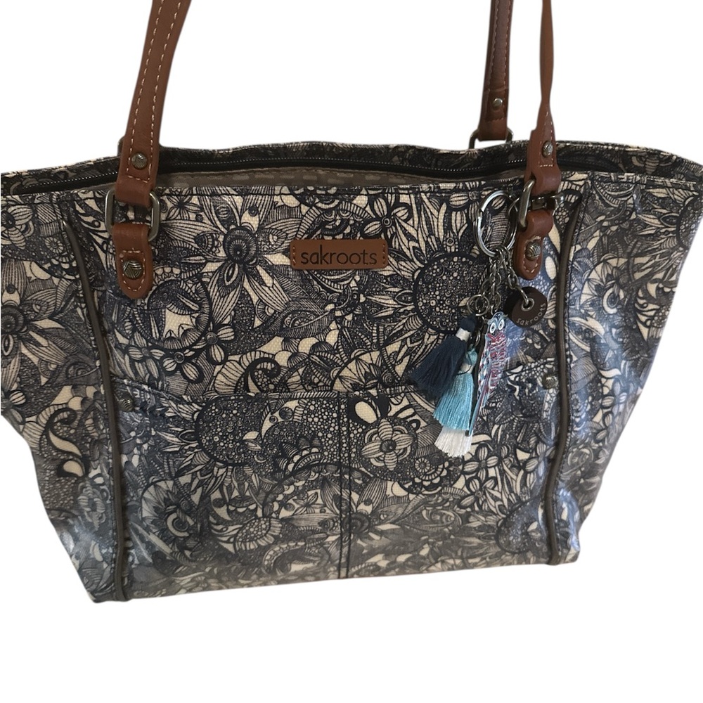 Sakroots navy with Brown Paisley Tote Bag